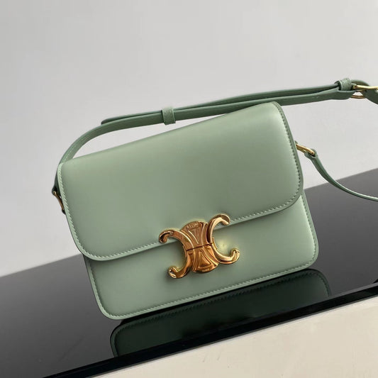 Celine Triomphe Teen Bag In Light Green Leather