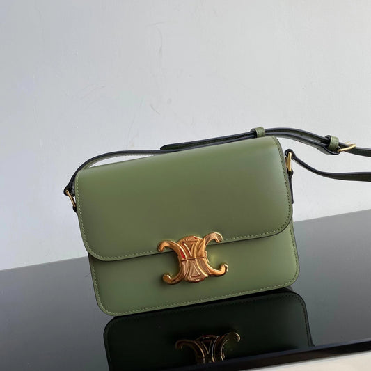 Celine Triomphe Teen Bag In Green Leather