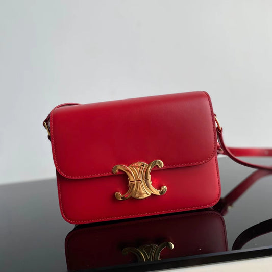 Celine Triomphe Teen Bag In Red Leather