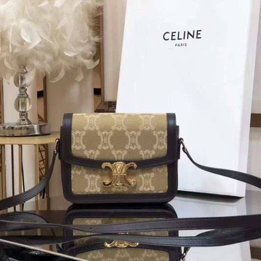 Celine Classic Triomphe Teen Bag In Fabric Patchwork leather Vintage Canvas Box