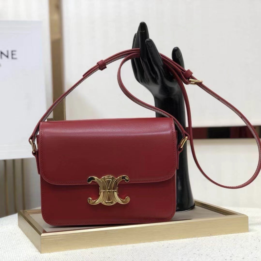 Celine Triomphe Teen Bag In Red Leather