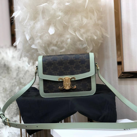 Celine Triomphe Teen Bag In Cream Green Presbyopia Retro Bag