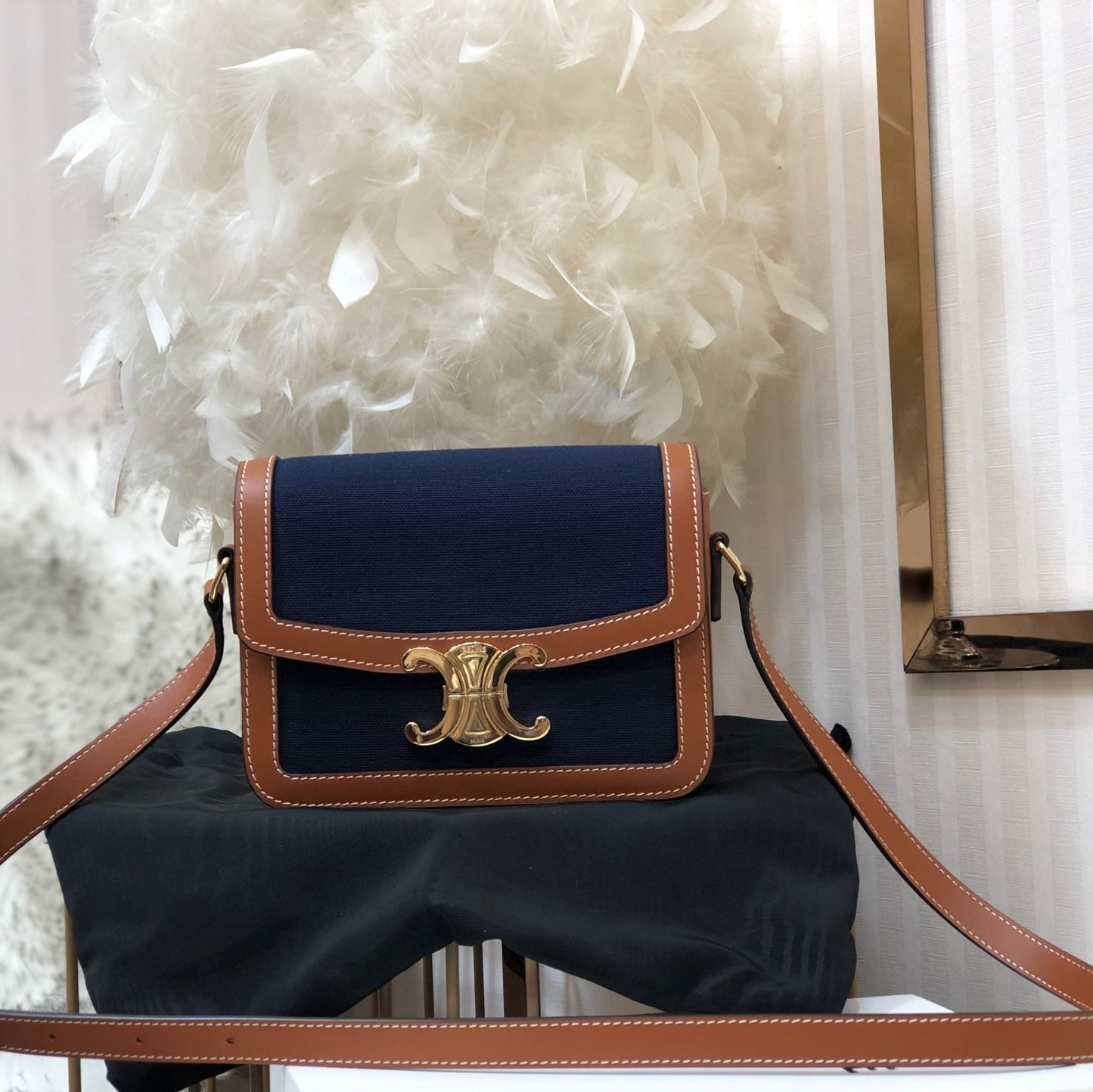 Celine Triomphe Teen Bag In Dark Blue