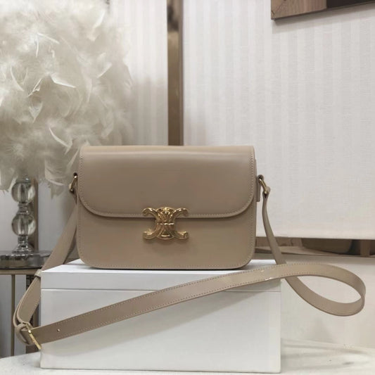 Celine Triomphe Medium Bag In Light Brown Smooth Calfskin