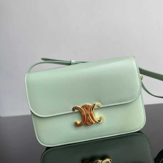 Celine Triomphe Medium Bag In  Mint Green Smooth Calfskin