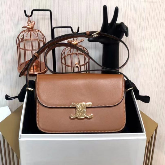 Celine Triomphe Medium Bag In Khaki Smooth Calfskin