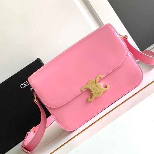 Celine Triomphe Medium Bag In Sakura Powder Smooth Calfskin