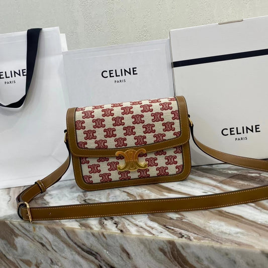 Celine Classic Triomphe Medium Bag In Canvas Splicing Bag