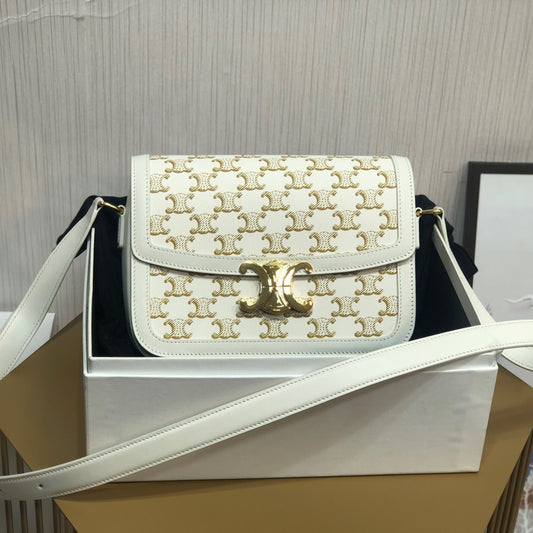 Celine Classic Triomphe Medium Bag In Retro Pattern Canvas Box