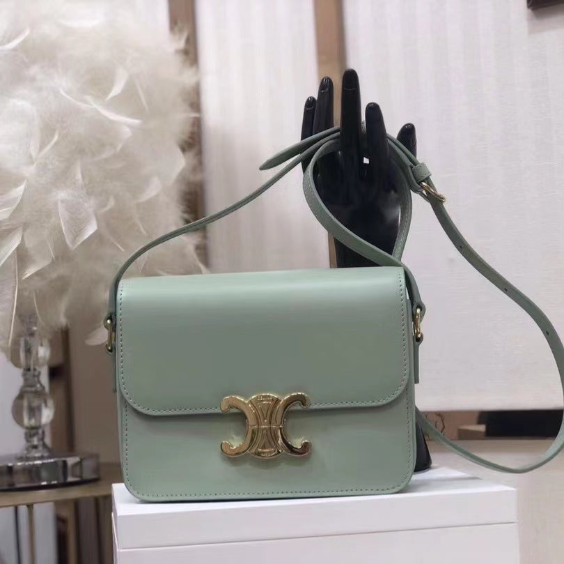 Celine Triomphe Large Bag In  Mint Green Calfskin