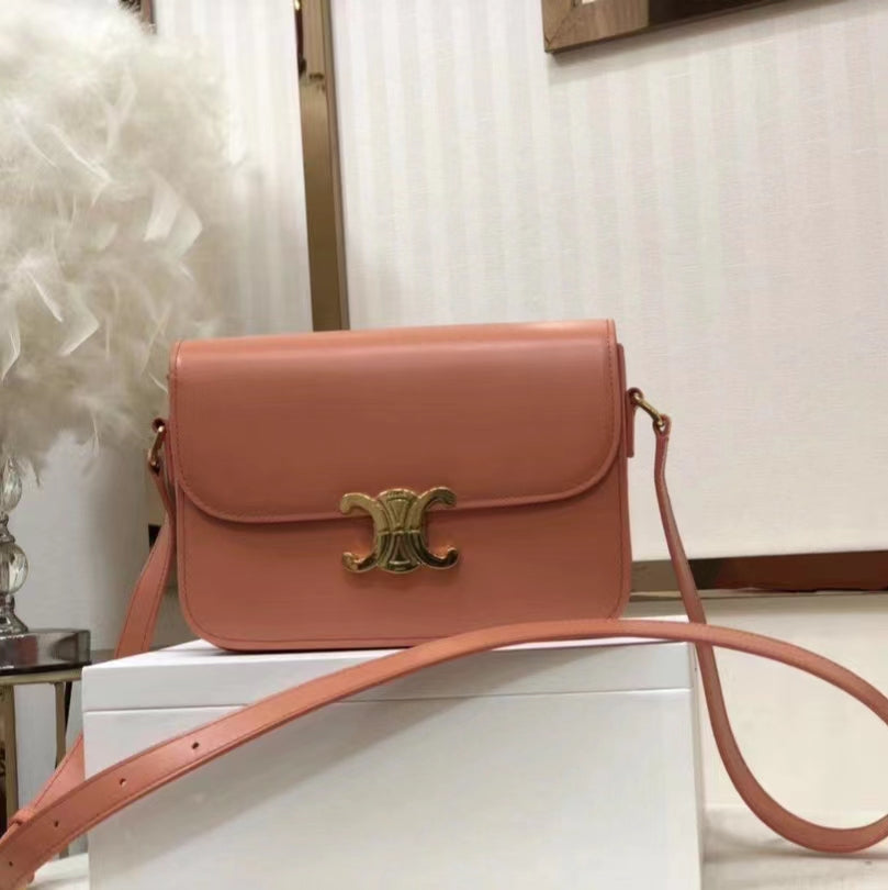 Celine Triomphe Large Bag In Orange Calfskin