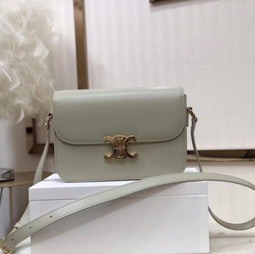 Celine Triomphe Large Bag In Beige Calfskin