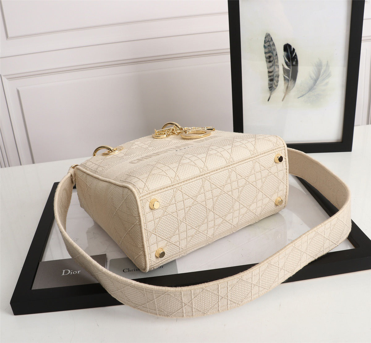 Dior Lady D-Lite Medium Bag In  Beige Jardin Botanique Embroidery