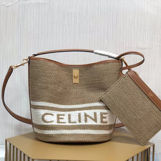 Celine Bucket 16 Bag In Canvas With Celine Logo