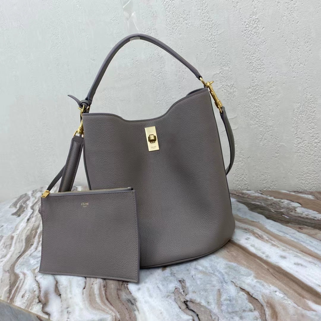 Celine Bucket 16 Bag In Gray Smooth Calfskin