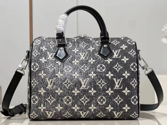 LV Speedy 25 In Black Denim Gradient Series