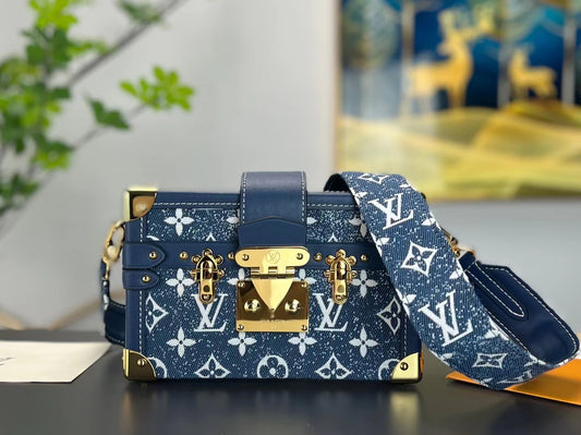 Louis Vuitton Petite Malle Blue Denim Pattern