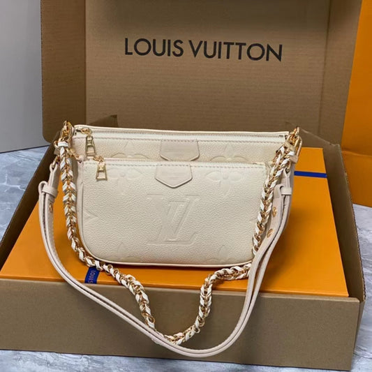 Louis Vuitton Large Pochette Accessories In Beige Embossed