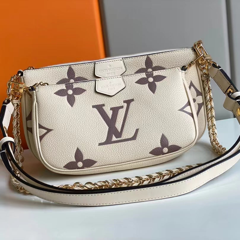 Louis Vuitton Large Pochette Accessories In Beige With Brown Presbyopia