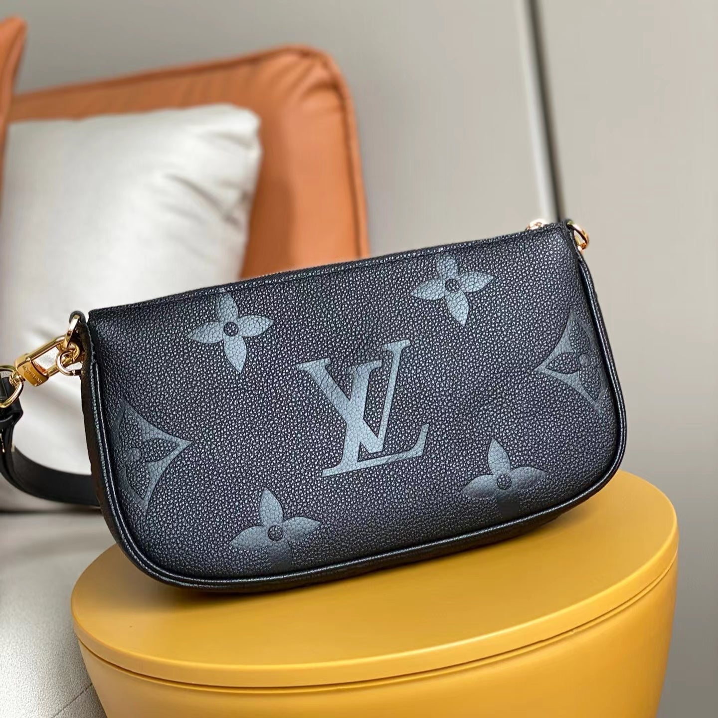 Louis Vuitton Large Pochette Accessories In Black Embossed