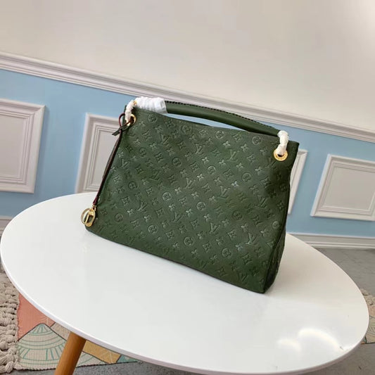 Louis Vuitton Artsy Dark Green Empreinte Leather Shoulder Bag