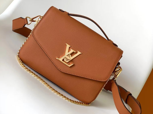 LV Twist Bag In Gold Brown Soft Gain Leather With Handle