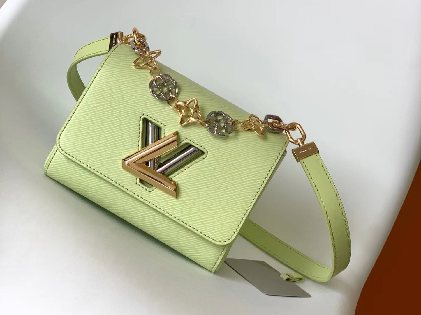 Louis Vuitton Twist Pouch In In Avocado Green Epi Leather With Gold Chain