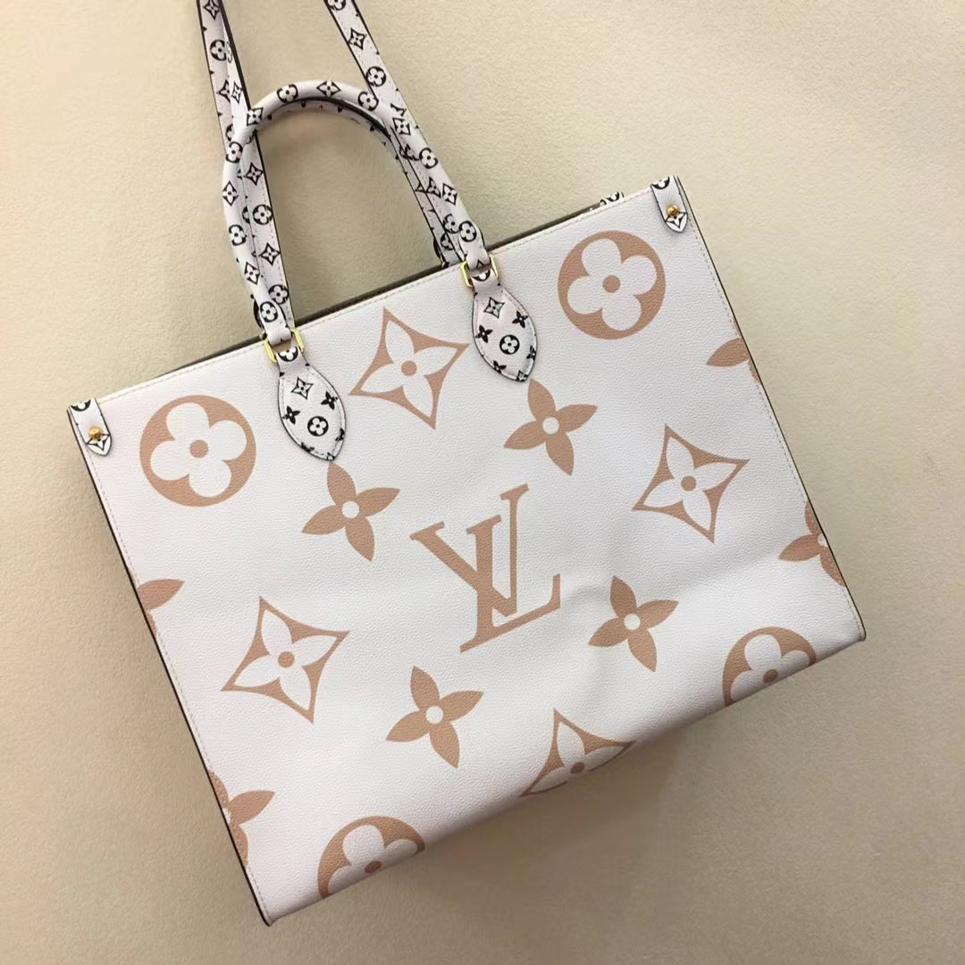 Louis Vuitton Onthego In Green And White Large Flower Combination