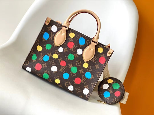 Louis Vuitton Onthego Bags With Wave Dot Presbyopia Silk Screen Printing