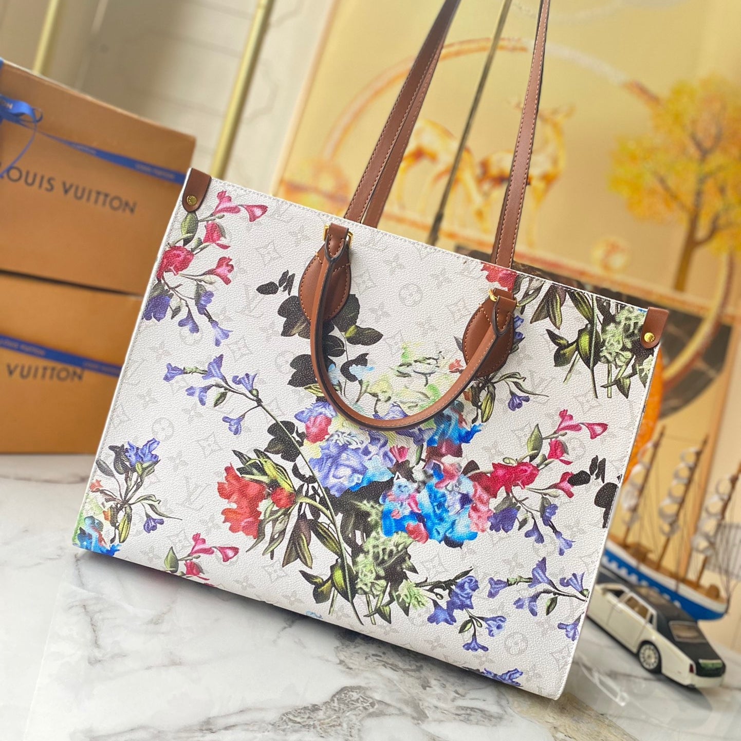 Louis Vuitton OnTheGo Tote Limited Edition Floral Monogram Canvas