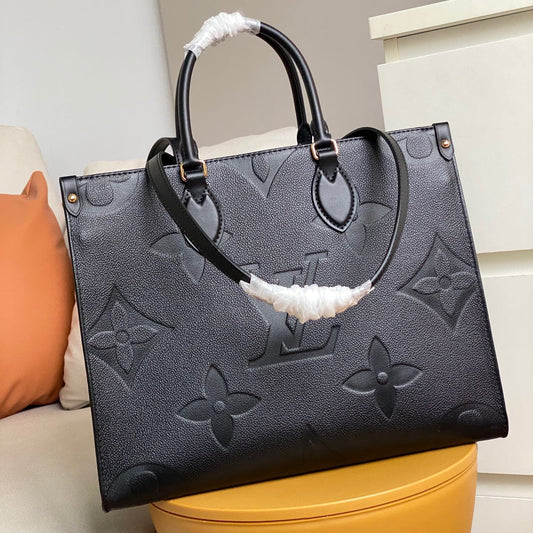 Louis Vuitton Onthego Handbags With Black Embossed