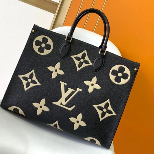 Louis Vuitton Onthego Handbags With Calfskin Black Embossed