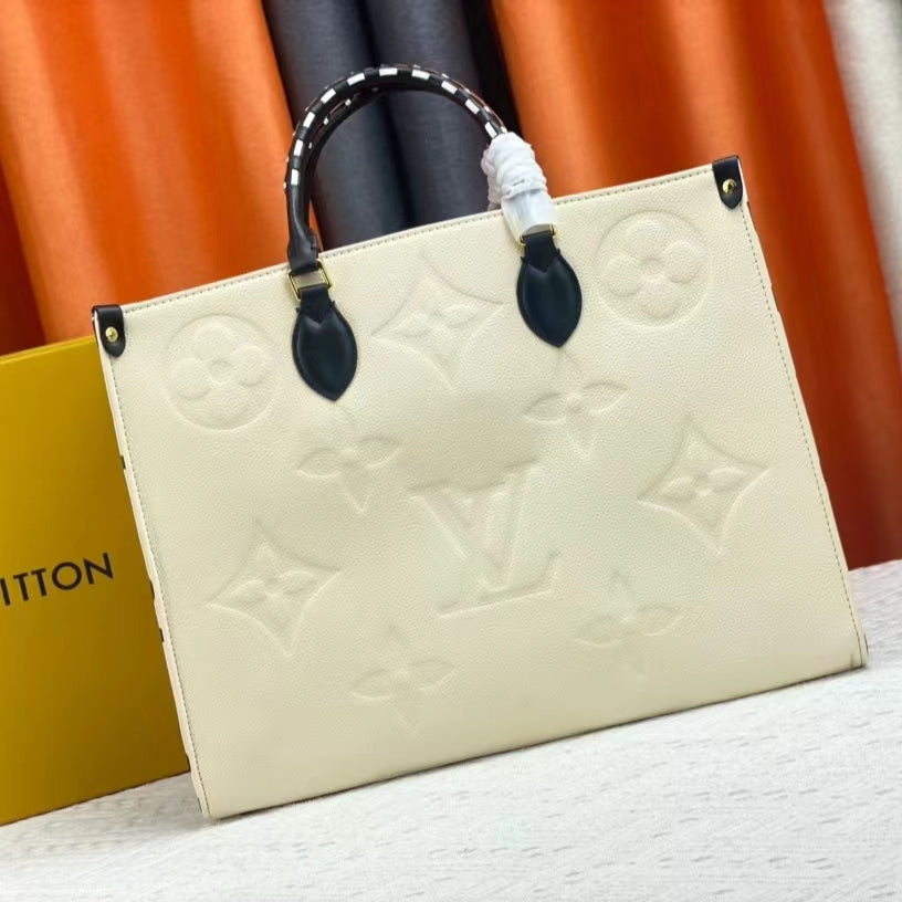 Louis Vuitton Onthego Handbags With Beige Embossed