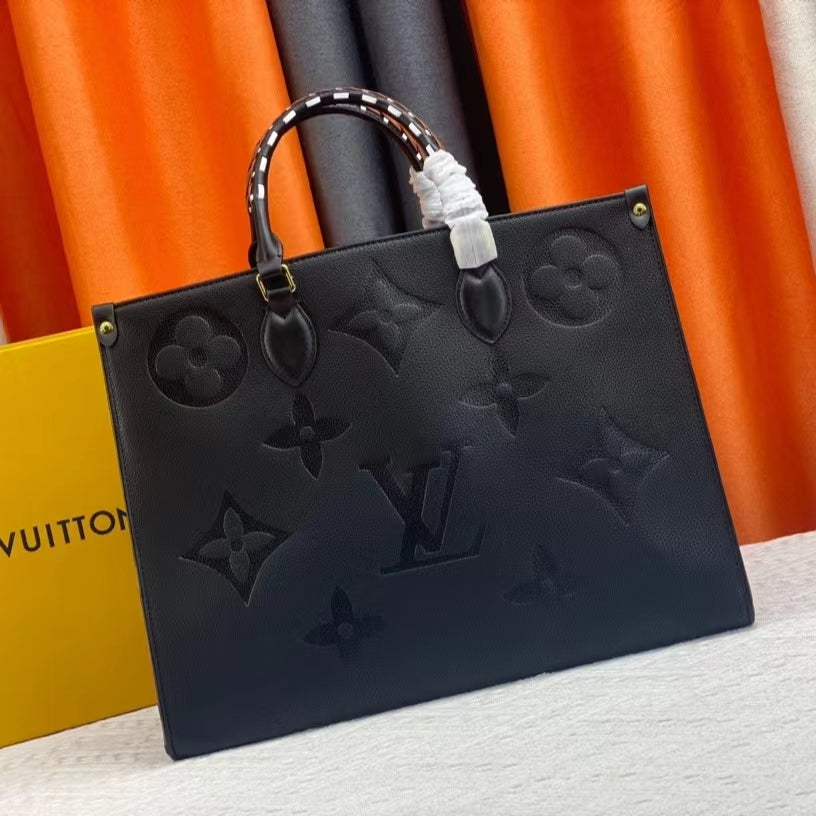 Louis Vuitton Onthego Handbags With Black Embossed