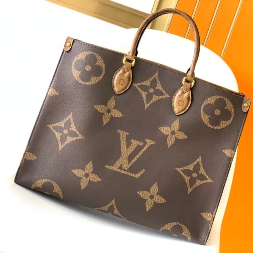 Louis Vuitton Onthego Handbags With Brown Embossed