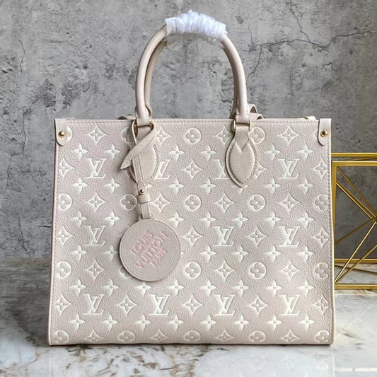 Louis Vuitton Onthego With Light Milkshake Pink Print Tote Bag