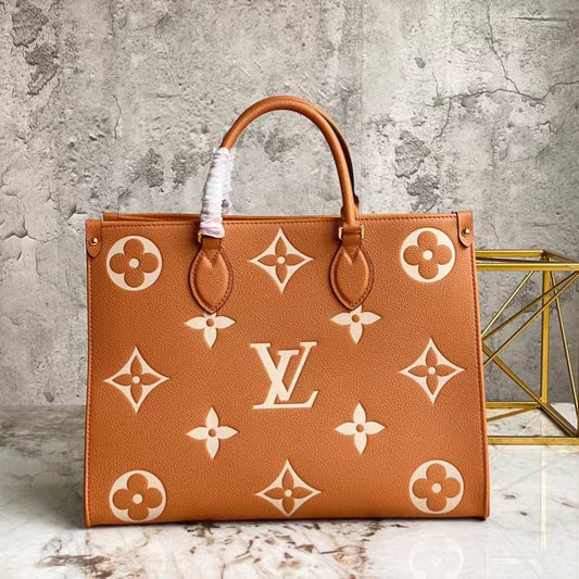 Louis Vuitton Onthego Handbags With Brown Embossed