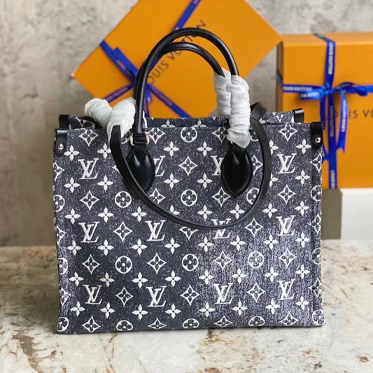 Louis Vuitton Onthego Handbags In Black And Gray Gradient Denim