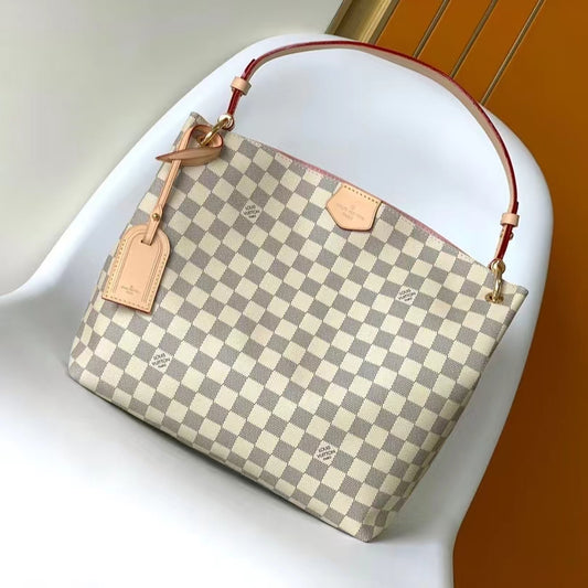 Louis Vuitton Graceful Monogram Canvas In Beige Retro Checkerboard