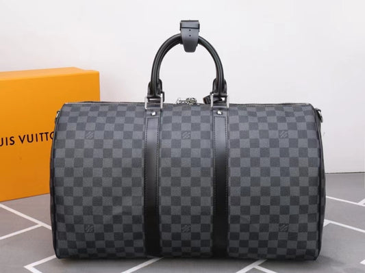 Louis Vuitton Keepall 55 Black Checkerboard