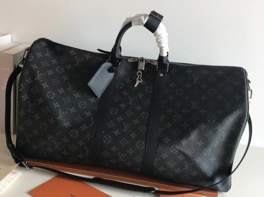 Louis Vuitton Keepall Bandouliere 55 Monogram Embossed Black