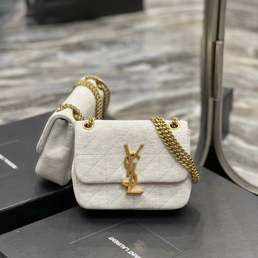 Saint Laurent Le Carre Satchel Bag In Beige Cashmere Knit