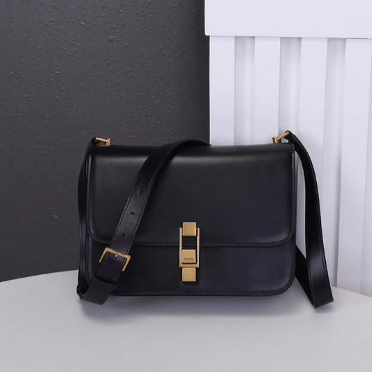 Saint Laurent Le Carre Satchel Bag In Black Calfskin