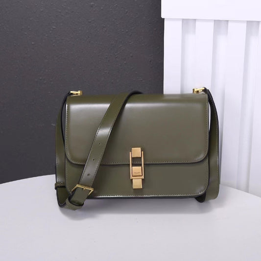 Saint Laurent Le Carre Satchel Bag In Dark Green Calfskin