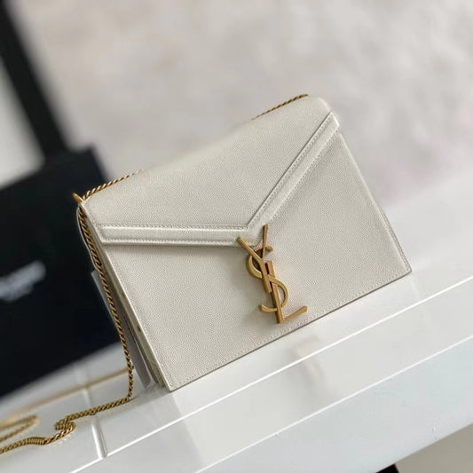 Saint Laurent Cassandra Bag In White Calfskin