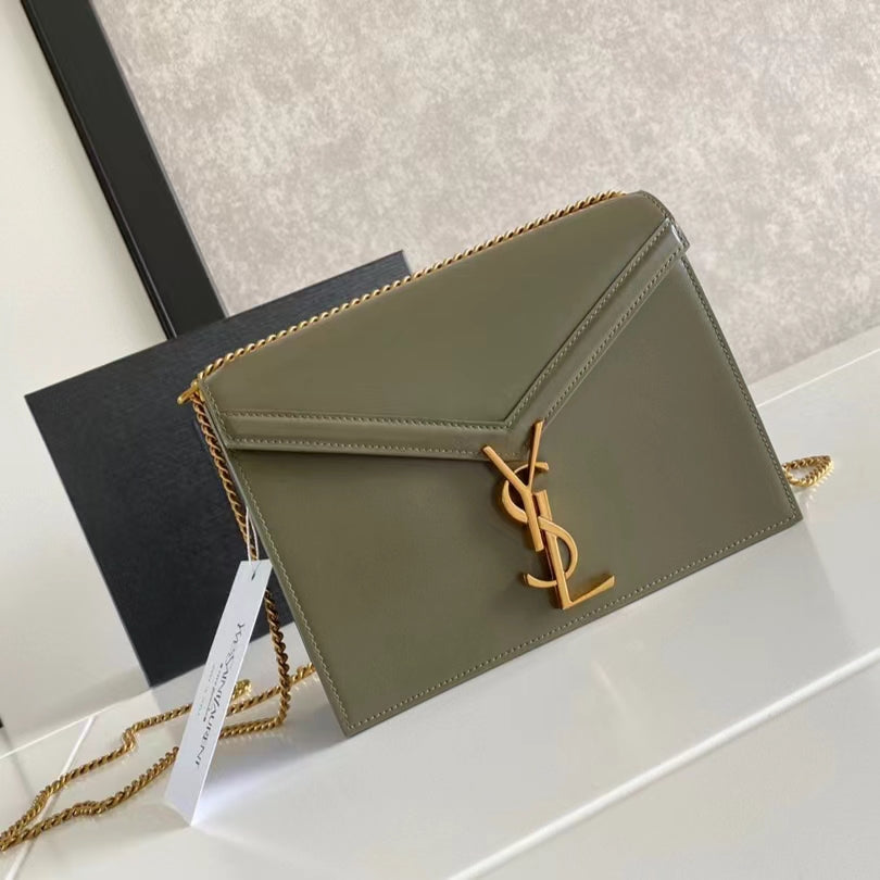 Saint Laurent Cassandra Bag In Green Calfskin