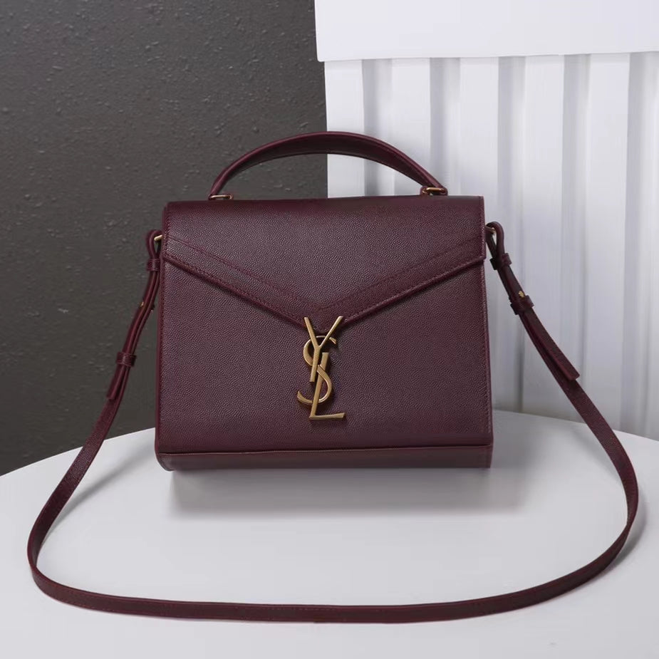 Saint Laurent Large Cassandra Bag In Burdungy Calfskin