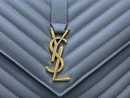 Saint Laurent College Medium Chain Bag In Haze Blue Goatskin