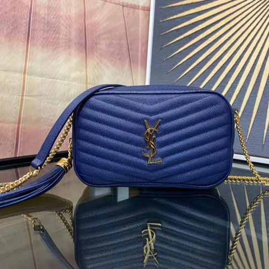 Saint Laurent Lou Mini Bag In Dark Blue Calfskin