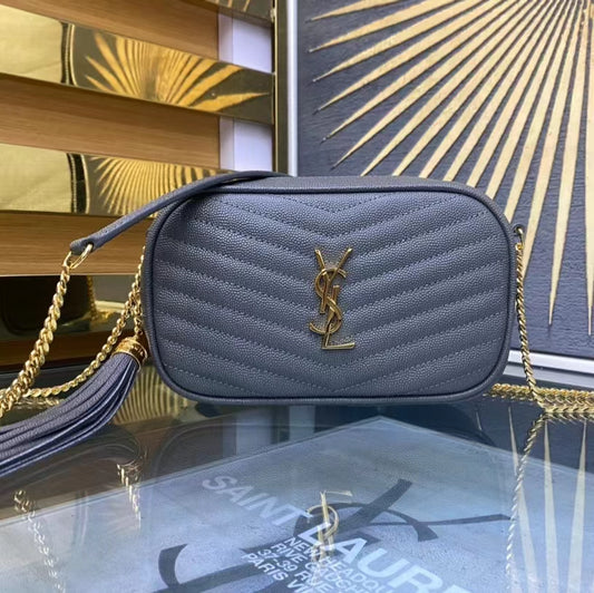 Saint Laurent Lou Mini Bag In Haze Blue Calfskin